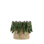 Cache pot céramique vert relief d21x17cm | Hashtag Déco