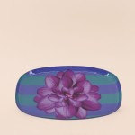 Plateau métal laqué rayé bleu/violet 20x14cm | Hashtag Déco