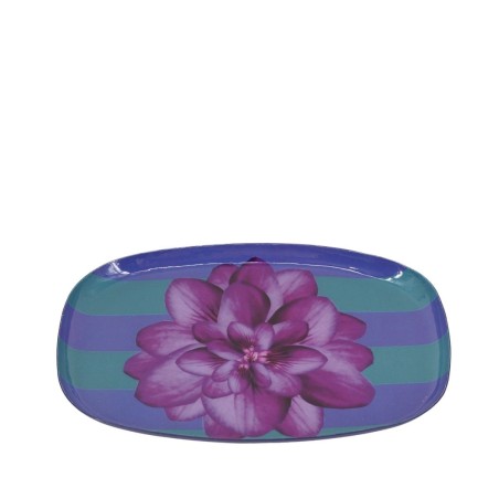 Plateau métal laqué rayé bleu/violet 20x14cm | Hashtag Déco