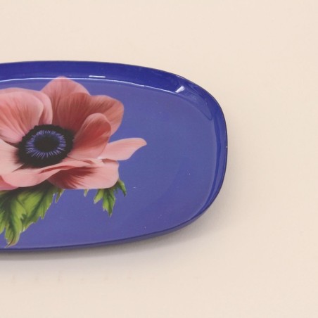 Plateau en métal violet fleuri 20x14cm | Hashtag Déco