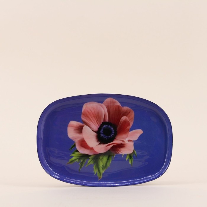 Plateau en métal violet fleuri 20x14cm | Hashtag Déco