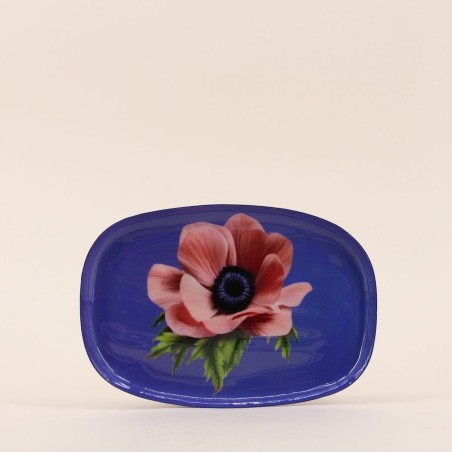 Plateau en métal violet fleuri 20x14cm | Hashtag Déco