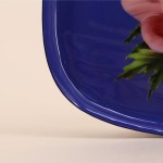 Plateau en métal violet fleuri 20x14cm | Hashtag Déco