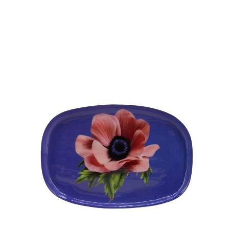 Plateau en métal violet fleuri 20x14cm | Hashtag Déco