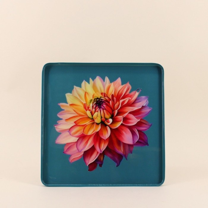 Plateau métal laqué turquoise 20x20cm | Hashtag Déco