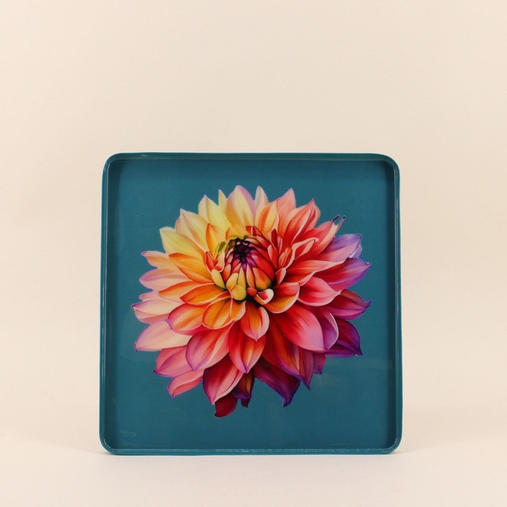 Plateau métal laqué turquoise 20x20cm | Hashtag Déco