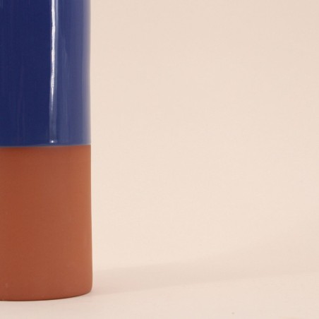 Vase tube céramique bicolore 25cm élégant | Hashtag Déco