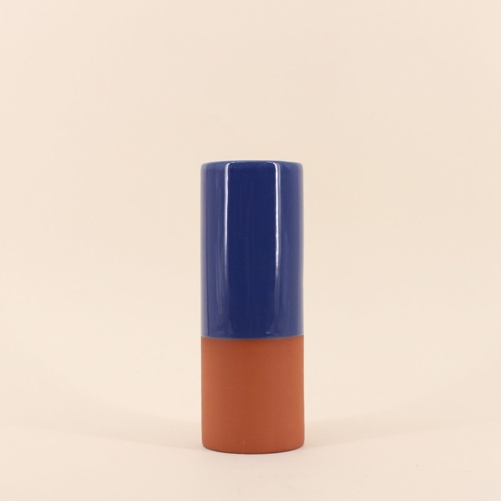 Vase tube céramique bicolore 25cm élégant | Hashtag Déco