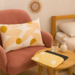 Étui tablette tissu fleuri jaune 33x23 cm | Hashtag Déco