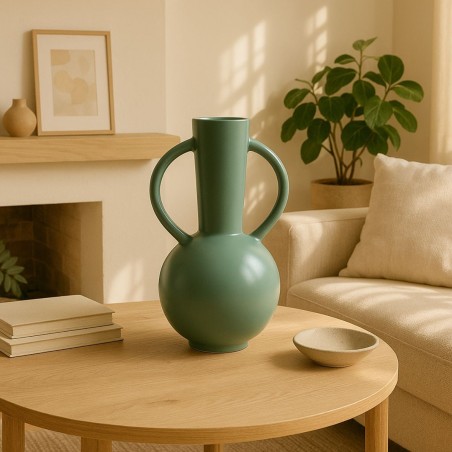 Vase double anses en céramique blanc 29cm | Hashtag Déco