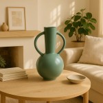 Vase double anses en céramique blanc 29cm | Hashtag Déco