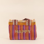 Sac shopping rayé plastique orange 20x24 | Hashtag Déco