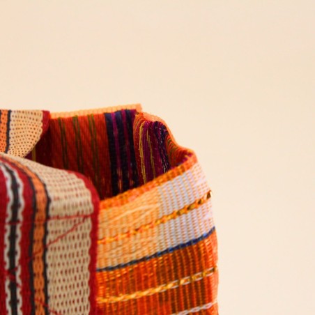 Sac shopping rayé plastique orange 20x24 | Hashtag Déco