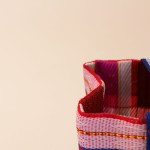 Sac shopping rayé rose en plastique "Amour" | Hashtag Déco