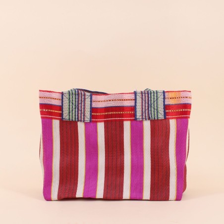 Sac shopping rayé rose en plastique "Amour" | Hashtag Déco