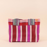 Sac shopping rayé rose en plastique "Amour" | Hashtag Déco