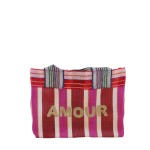 Sac shopping rayé rose en plastique "Amour" | Hashtag Déco