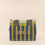 Sac shopping rayé vert en plastique 20x24x12cm | Hashtag Déco