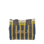 Sac shopping rayé vert en plastique 20x24x12cm | Hashtag Déco