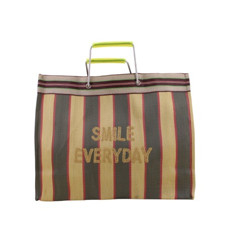 Sac shopper plastique vert "Smile everyday" | Hashtag Déco