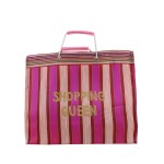 Sac shopper "Shopping queen" rose en plastique | Hashtag Déco