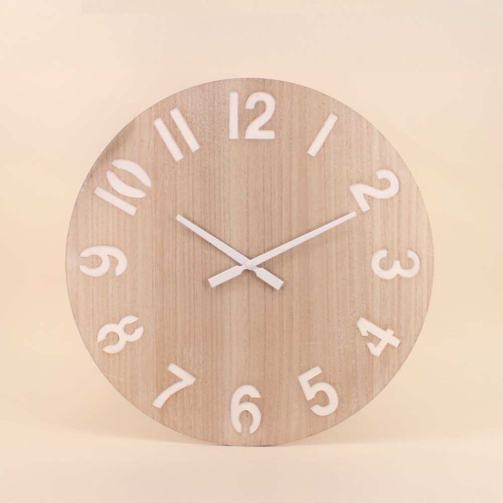 Horloge en bois blanchi 60cm, élégance naturelle | Hashtag Déco