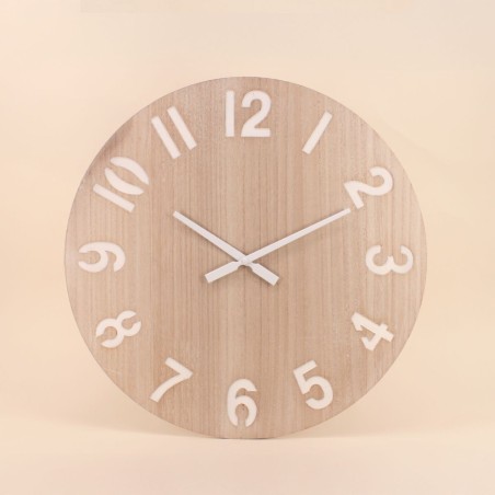 Horloge en bois blanchi 60cm, élégance naturelle | Hashtag Déco