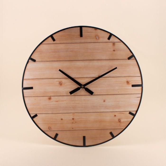 Horloge bois et métal noir 60cm élégante | Hashtag Déco