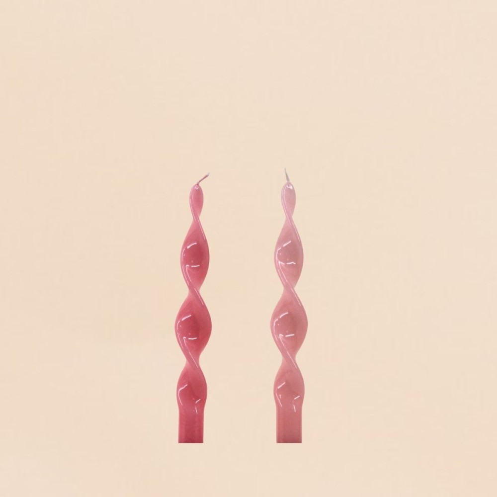 Bougies torsadées roses en paraffine, 25cm | Hashtag Déco