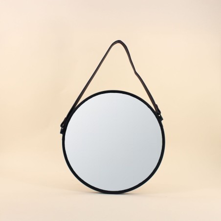 Miroir métal noir 37cm avec anse élégante | Hashtag Déco