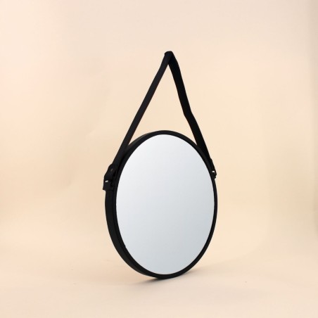 Miroir métal noir 37cm avec anse élégante | Hashtag Déco
