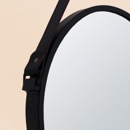 Miroir métal noir 37cm avec anse élégante | Hashtag Déco