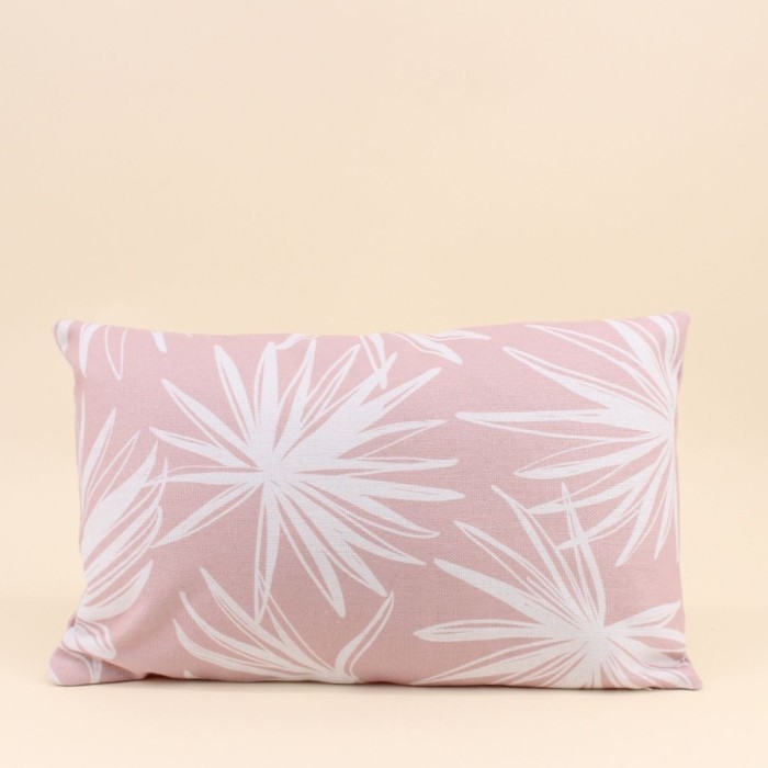 Coussin extérieur fleuri rose en tissu 30x50cm | Hashtag Déco