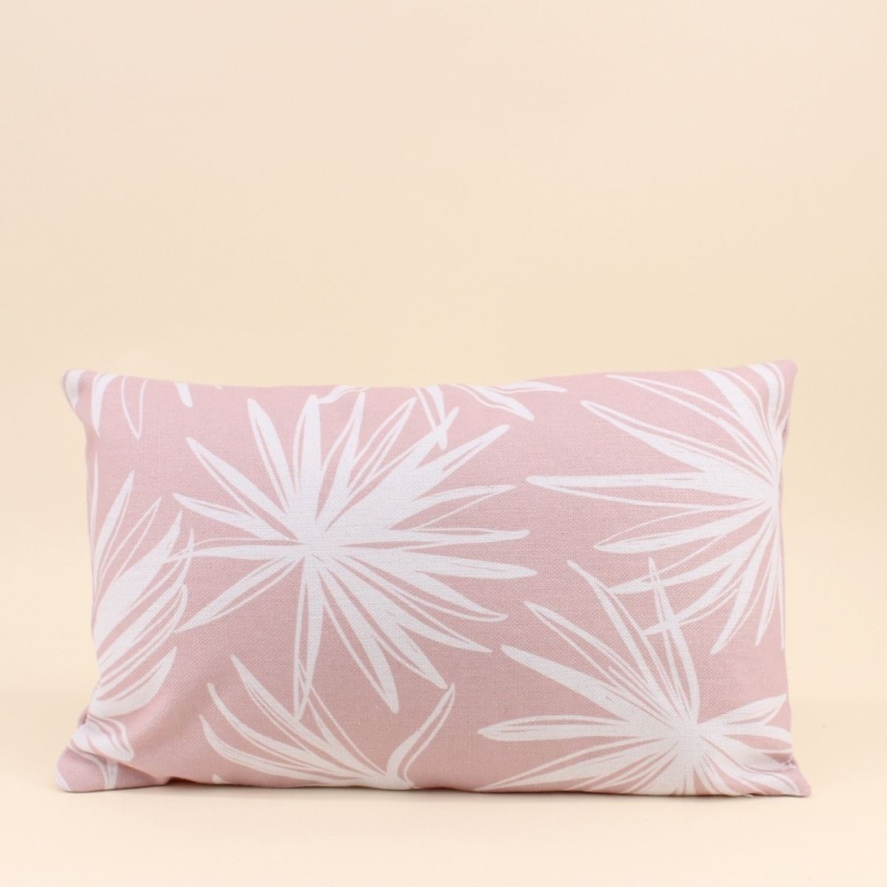 Coussin extérieur fleuri rose en tissu 30x50cm | Hashtag Déco