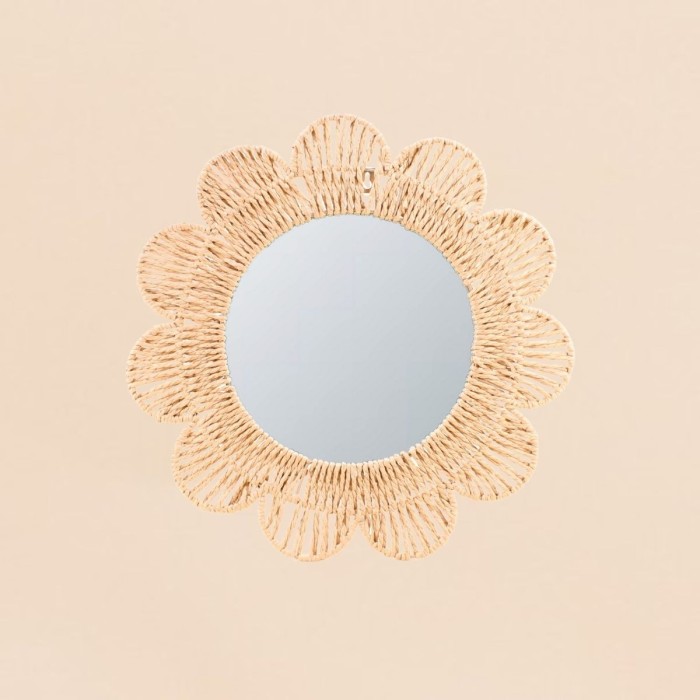 Miroir fleur corde naturelle 45cm, nature chic | Hashtag Déco
