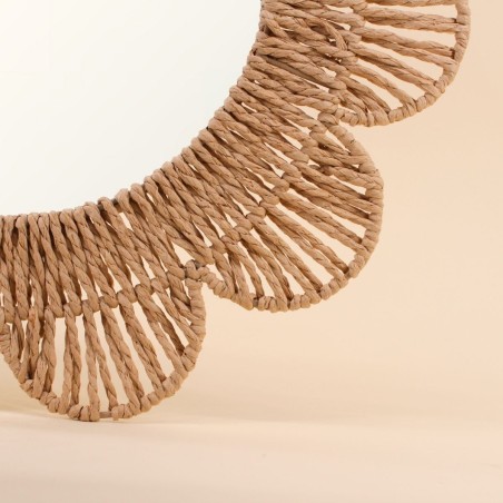 Miroir fleur corde naturelle 45cm, nature chic | Hashtag Déco