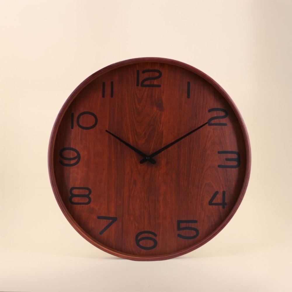 Horloge ronde bois foncé 55cm | Hashtag Déco