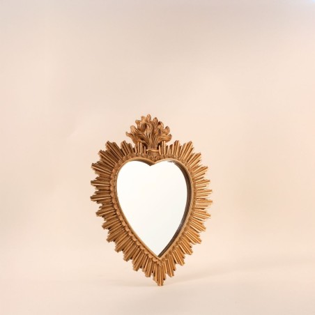 Miroir ex-voto coeur résine dorée 39cm | Hashtag Déco