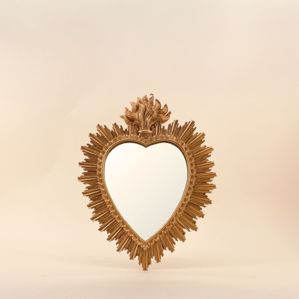 Miroir ex-voto coeur résine dorée 39cm | Hashtag Déco