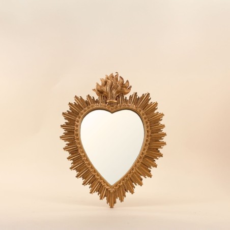 Miroir ex-voto coeur résine dorée 39cm | Hashtag Déco