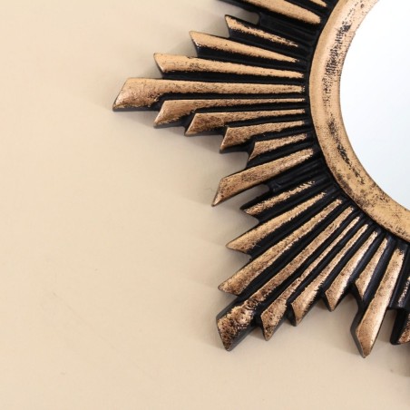Miroir soleil résine doré 13cm, chic et compact | Hashtag Déco