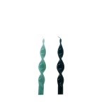 Bougies torsadées vertes en paraffine 25cm | Hashtag Déco