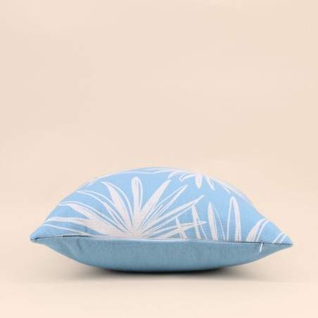 Coussin extérieur bleu en tissu fleuri 40x40 cm | Hashtag Déco