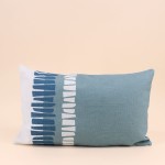 Coussin extérieur tissu géométrique bleu 30x50cm | Hashtag Déco