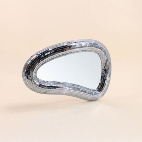 Miroir organique en verre gris argenté | Hashtag Déco