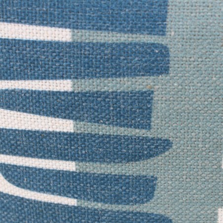 Coussin extérieur tissu géométrique bleu 30x50cm | Hashtag Déco