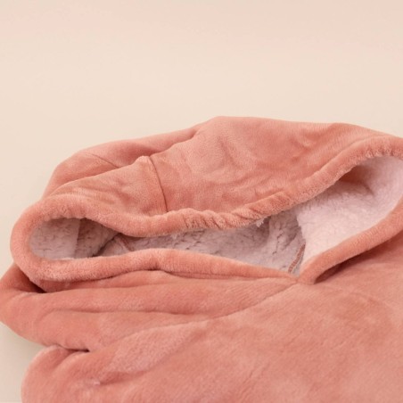 Sweat plaid ultra doux en polyester gris avec poche | Hashtag Déco