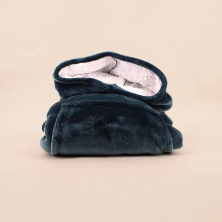 Sweat plaid ultra doux en polyester gris avec poche | Hashtag Déco