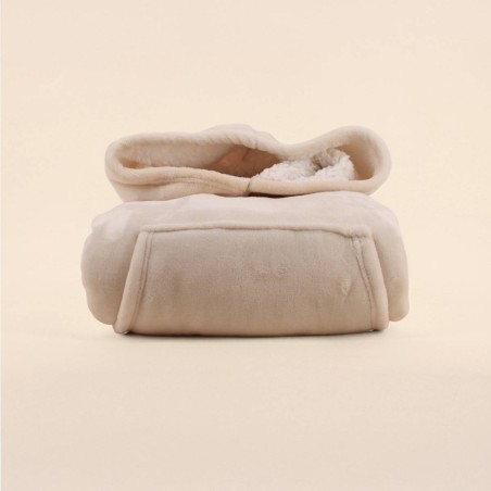 Sweat plaid ultra doux en polyester gris avec poche | Hashtag Déco