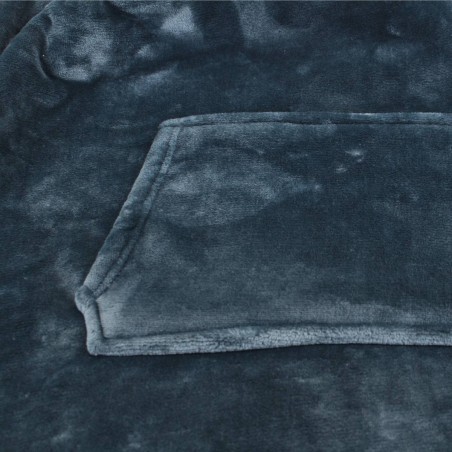 Sweat plaid ultra doux en polyester gris avec poche | Hashtag Déco